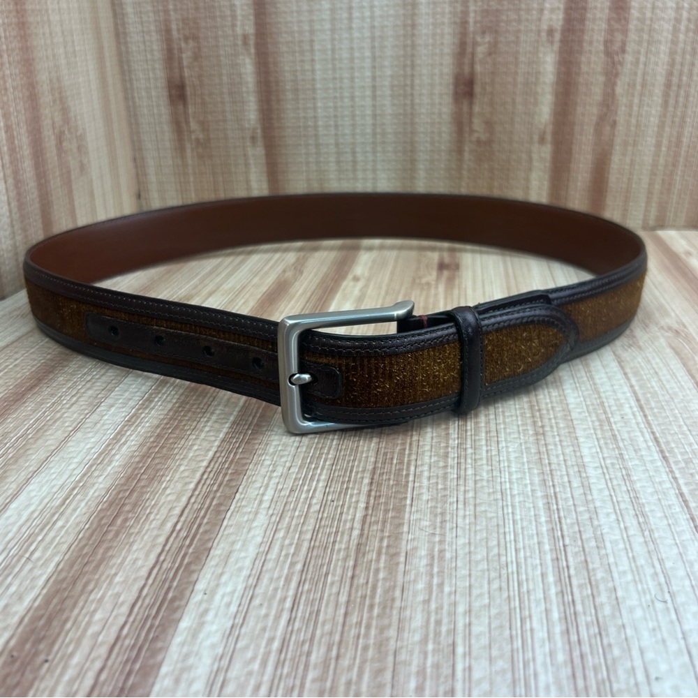 Torino Belt Brown Leather European Suede Two-Tone Dress Belt Size 32